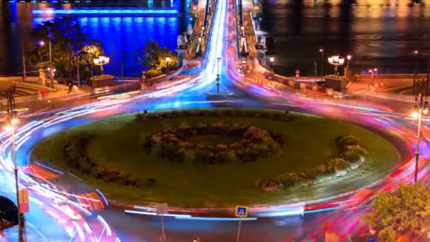 Adam Clark Square natt Timelapse, Budapest, Ungern — Stockvideo