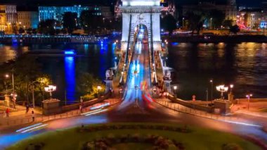 Adam Clark Meydanı gece Timelapse, Budapeşte, Macaristan