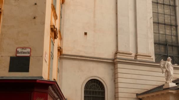 Fotografia Panorâmica Praça Michaelerplatz Viena Com Casa Compositor Música Joseph — Vídeo de Stock