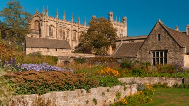 Oxford Cirka 2018 Részletes Lövés Gyönyörű Kertek Krisztus Templomban Egyik — Stock videók