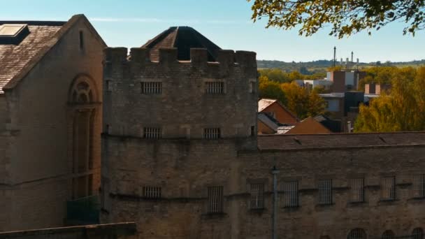 Telefoto Del Castillo Prisión Oxford Castillo Medieval Normando Parcialmente Arruinado — Vídeo de stock