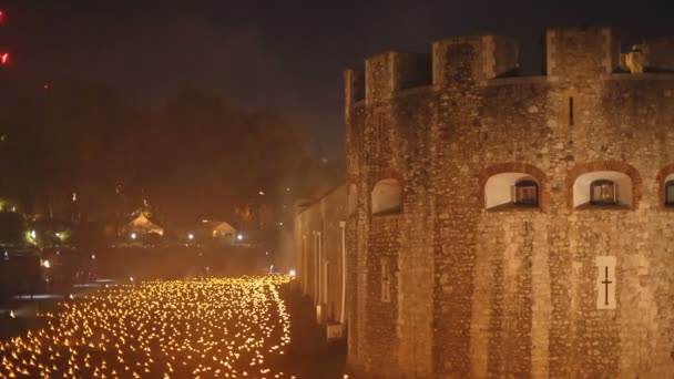 Londres Por Volta 2018 Close Noturno Torre Londres Durante Sombra — Vídeo de Stock