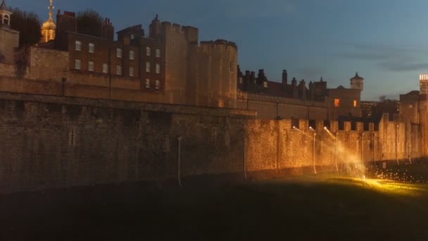 London Circa 2018 Bred Skjuten Tower London Fördjupning Skuggan Tower — Stockvideo