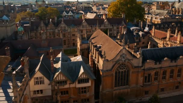 Оксфорд Октябрь 2018 Снимок Воздуха Одного Колледжей Оксфордского Университета Великобритании — стоковое видео