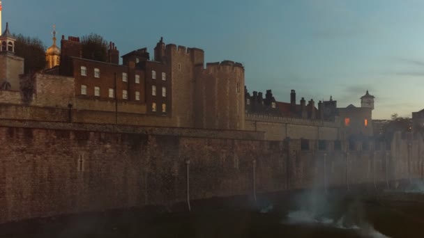 Londres Por Volta 2018 Tarde Noite Torre Londres Durante Além — Vídeo de Stock