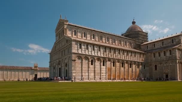 Fotografia Ângulo Largo Torre Inclinada Pisa Catedral Pisa Piazza Dei — Vídeo de Stock