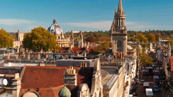 Aerial Shot City Oxford Showing Countryside Distinct College Buildings Part — Stock Video