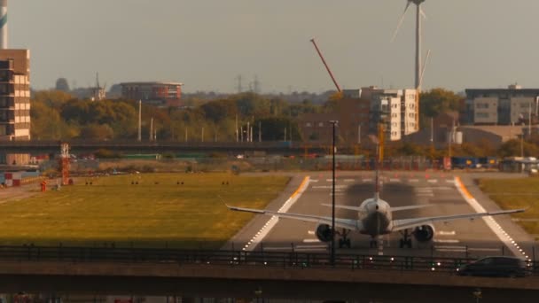 Londres Circa 2018 Aéroport London City Gros Plan Gros Avion — Video