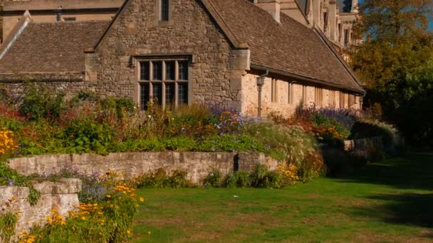 Oxford 2018 Telephoto Shot Beautiful Gardens Christ Church One Constituent — стоковое видео