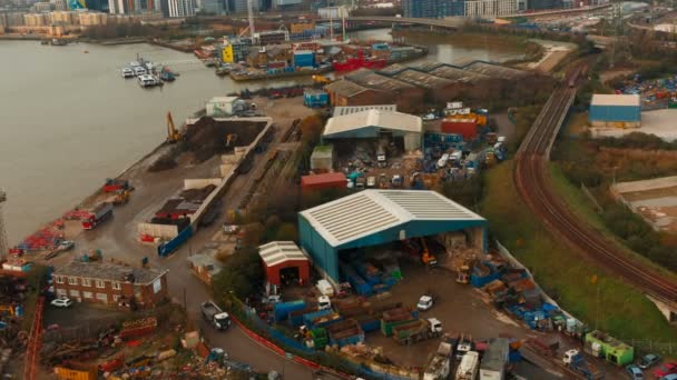 Cantieri portuali e sviluppi industriali di Londra — Video Stock