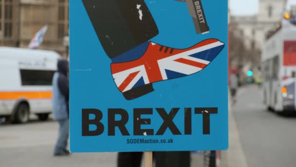 Londres Por Volta 2019 Brexit Close Shot Pro Remainer Poster — Vídeo de Stock