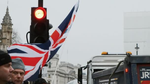 BREXIT - Apoiantes de licença em Westminster, Londres — Vídeo de Stock