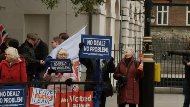 London Circa 2019 Slow Motion Shot Brexiteers Demonstrera Westminster London — Stockvideo