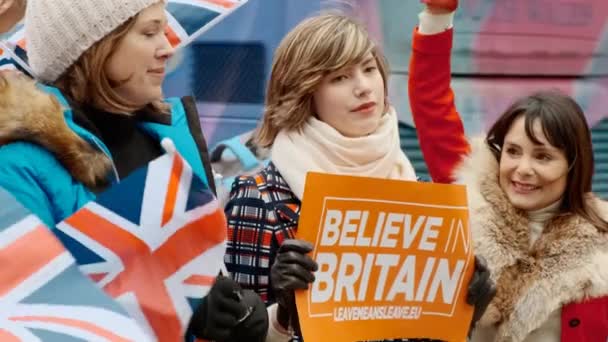 Londres Circa 2019 Faces Brexit Fotografía Cámara Lenta Grupo Mujeres — Vídeo de stock