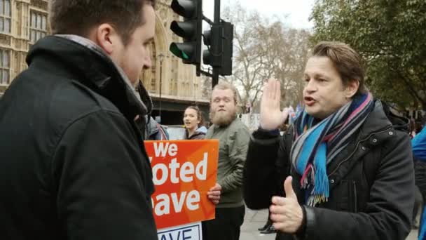 Londres Por Volta 2019 Foto Close Pro Defensor Brexit Trocar — Vídeo de Stock