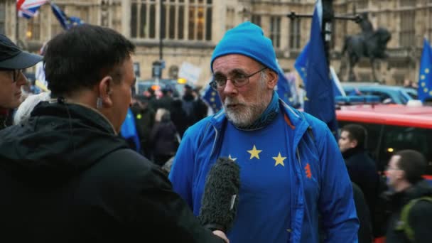 Londres Por Volta 2019 Brexit Close Shot Pro Remainer Being — Vídeo de Stock