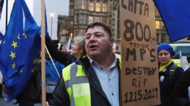 BREXIT - Pro-EU Supporters and Brexiteers in Westminster, London — Stock Video