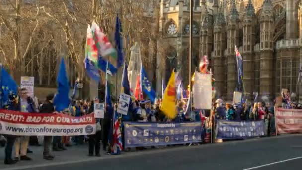 Londres Por Volta 2019 Calendário Uma Manifestação Pró Contra Brexit — Vídeo de Stock