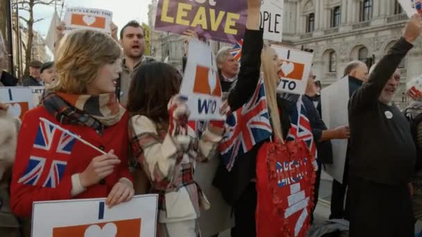 Londres Circa 2019 Les Visages Brexit Gros Plan Groupe Manifestants — Video