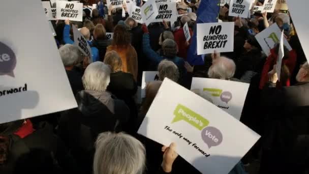 Londres Circa 2019 Voto Gente Partidarios Vocales Demostrar Fuera Westminster — Vídeo de stock