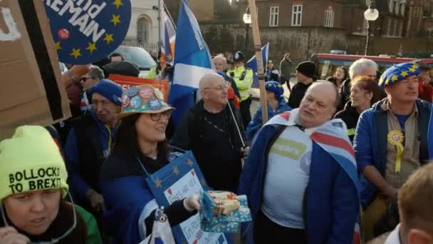 Лондон Circa 2019 Група Pro Remainers Кричати Політичні Повідомлення Протилежної — стокове відео