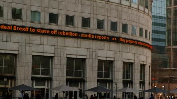 BREXIT Delay - News Ticker in Canary Wharf, London