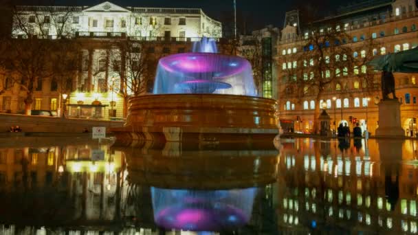 特拉法加广场夜景, 伦敦, 英格兰, 英国 — 图库视频影像