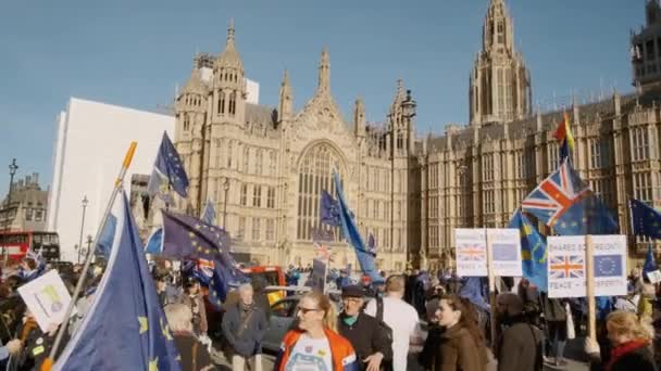 Brexit - Pro UE kibiców w Westminster, Londyn — Wideo stockowe