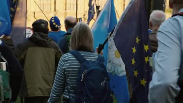 英国退出----伦敦威斯敏斯特的亲欧支持者 — 图库视频影像