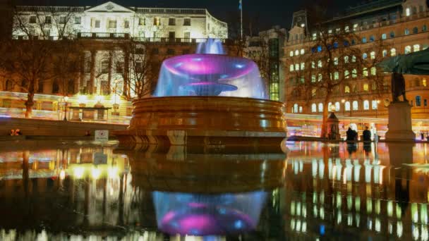 特拉法加广场夜景, 伦敦, 英格兰, 英国 — 图库视频影像