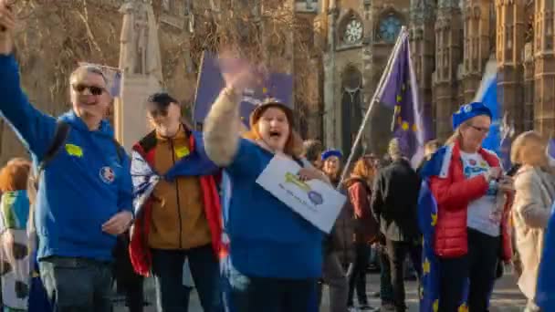 Brexit - Pro-AB destekçileri Westminster, Londra — Stok video