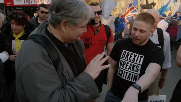 Brexit - Pro-Eu anhängare i Westminster, London — Stockvideo