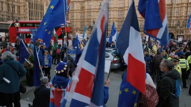 BREXIT - Pro-EU Pendukung di Westminster, London — Stok Video