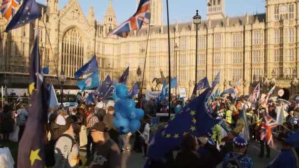 Názorově - proevropská příznivci v Westminster, Londýn — Stock video