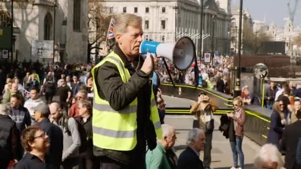 Демонстрация сторонников BREXIT, Вестминстер, Лондон — стоковое видео