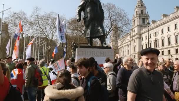 Demonstracja kibiców Brexit, Westminster, Londyn — Wideo stockowe