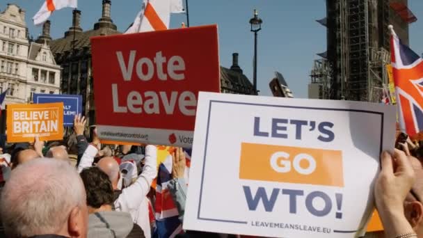 Brexit taraftarlarının gösterimi, Westminster, Londra — Stok video