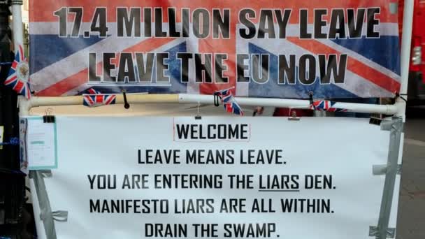 Brexit サポーターのデモンストレーション、ウェストミンスター、ロンドン — ストック動画
