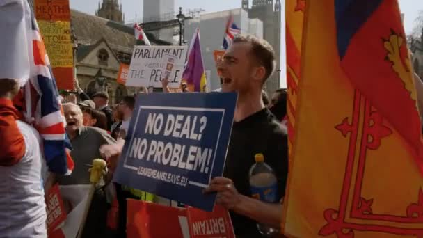 Demonstrasi para pendukung BREXIT, Westminster, London — Stok Video