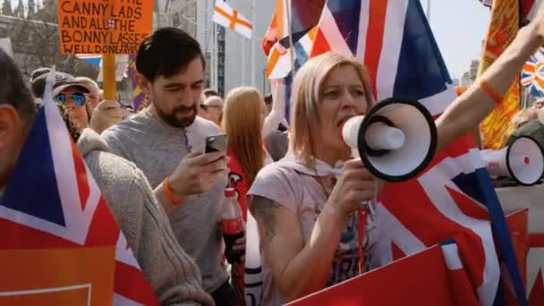 Demonstração dos apoiantes do BREXIT, Westminster, Londres — Vídeo de Stock