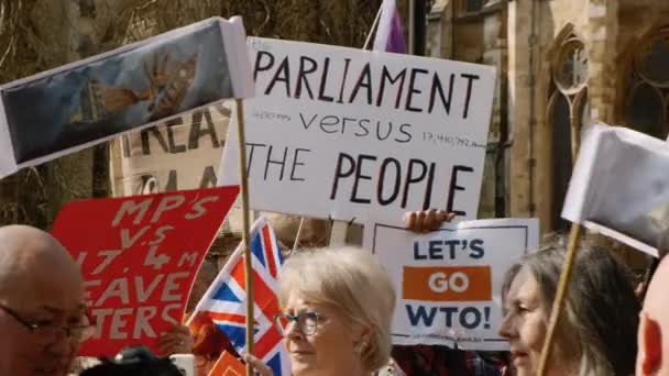 Demonstration av Brexit supportrar, Westminster, London — Stockvideo