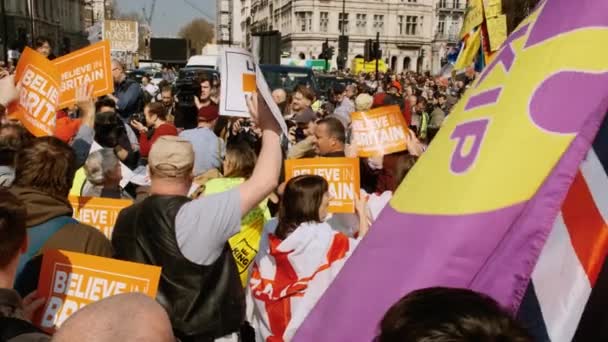 Demonstração dos apoiantes do BREXIT, Westminster, Londres — Vídeo de Stock