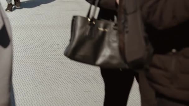 Close-up of Crowd Crossing Bridge — Stock Video