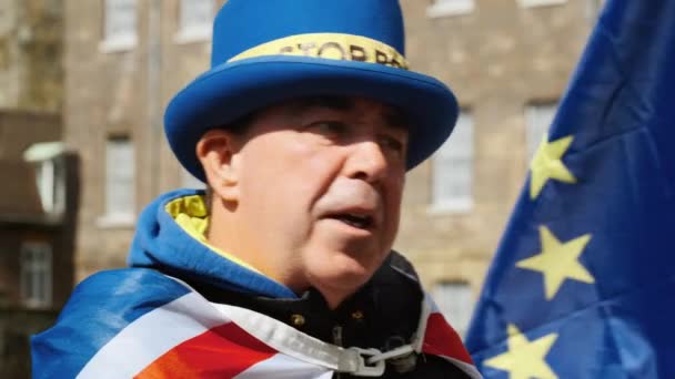 Brexit-Pro-EU-aanhanger in Westminster, Londen — Stockvideo