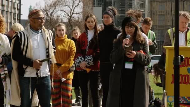 Demostración de rebelión de extinción del cambio climático en Londres, Reino Unido — Vídeo de stock