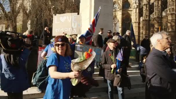 Brexit - Pro UE kibiców w Westminster, Londyn — Wideo stockowe