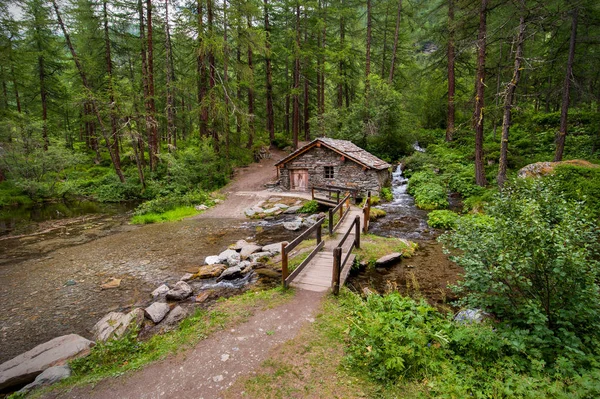 Old Water Mill Water Generate Electricity Aplpien Village — Stock Photo, Image