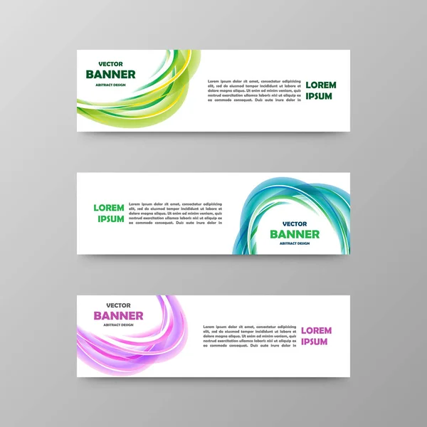 Conjunto vetorial de banners de cores, design abstrato — Vetor de Stock