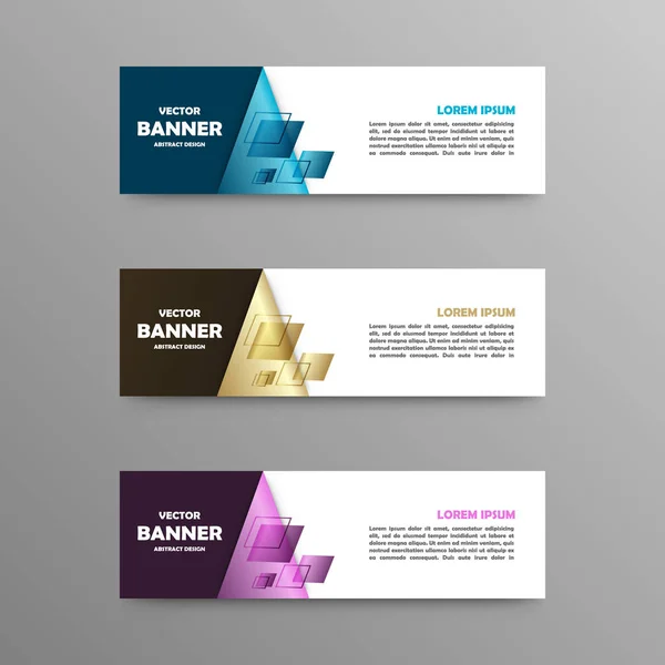 Conjunto vectorial de banners de color, diseño abstracto — Vector de stock