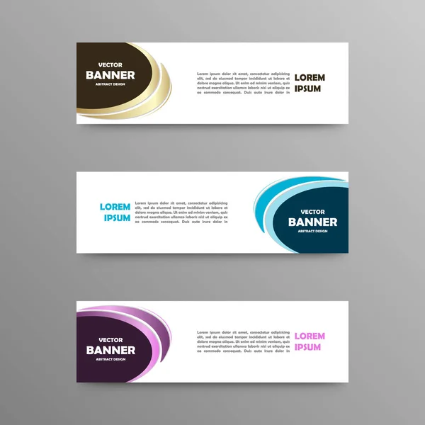 Conjunto vectorial de banners de color, diseño abstracto — Vector de stock